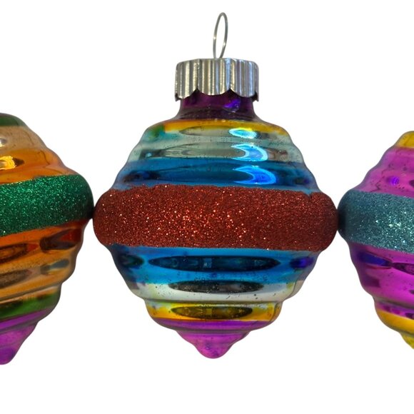 Christopher Radko Shiny Brite Retro Ribbed Glass Ornaments Box Set 36 Multicolor - Picture 4 of 13